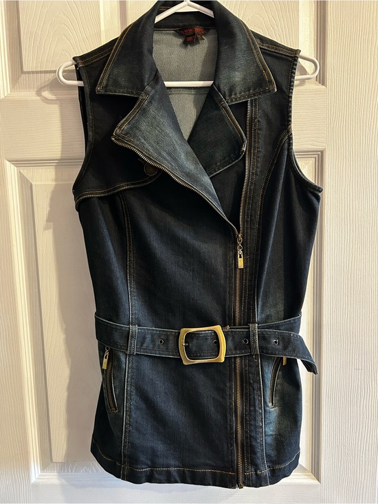 Simon Chang Jackets & Blazers - Simon Chang Dark Denim Vest with Brass Tone Hardware